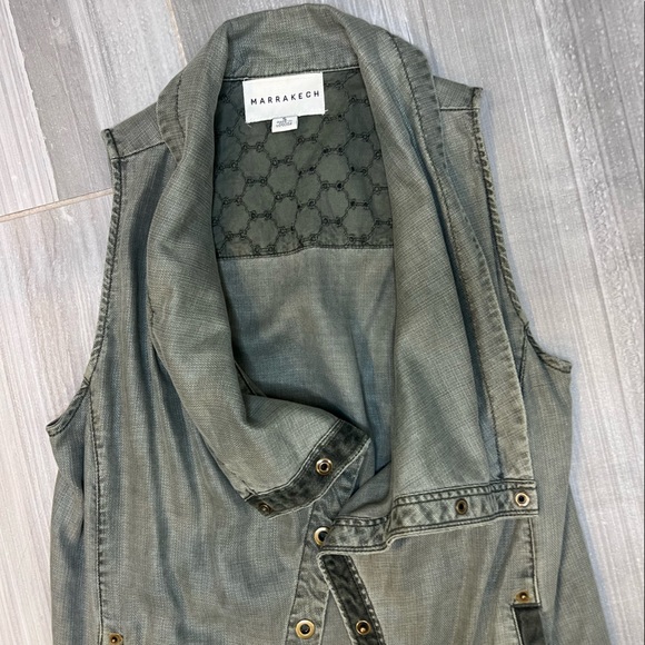 Marrakech Anthropologie Green Drapey Vest Small - Picture 5 of 8